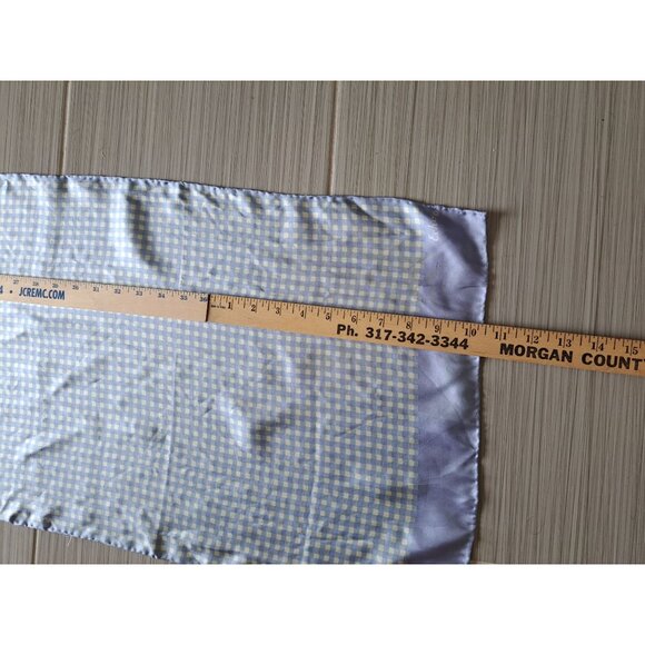 Vintage Echo Blue & White Gingham Silk Scarf Rectangular Lightweight Womens - Picture 7 of 9